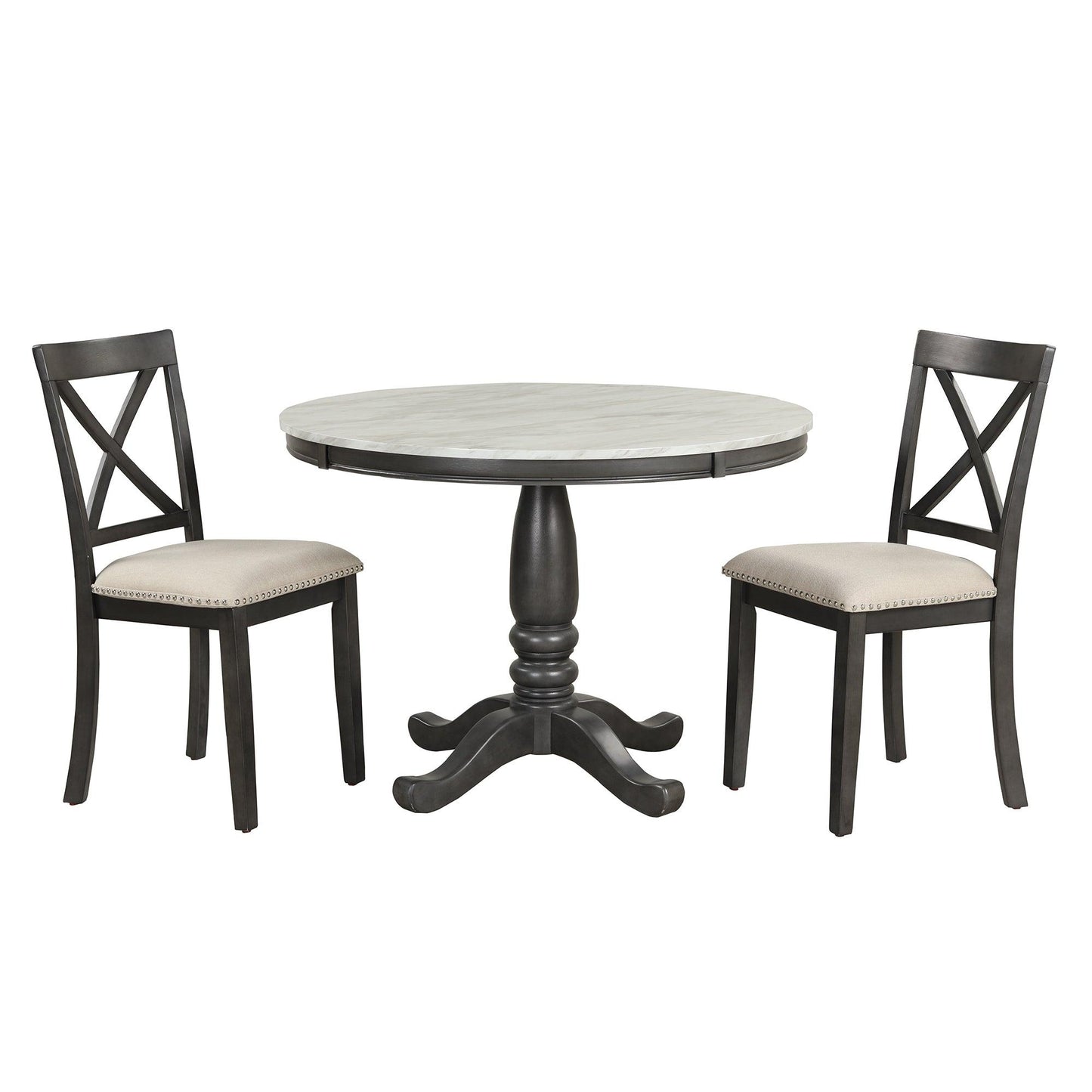 Dining Table and Chairs Set for 4 Persons Solid Wood