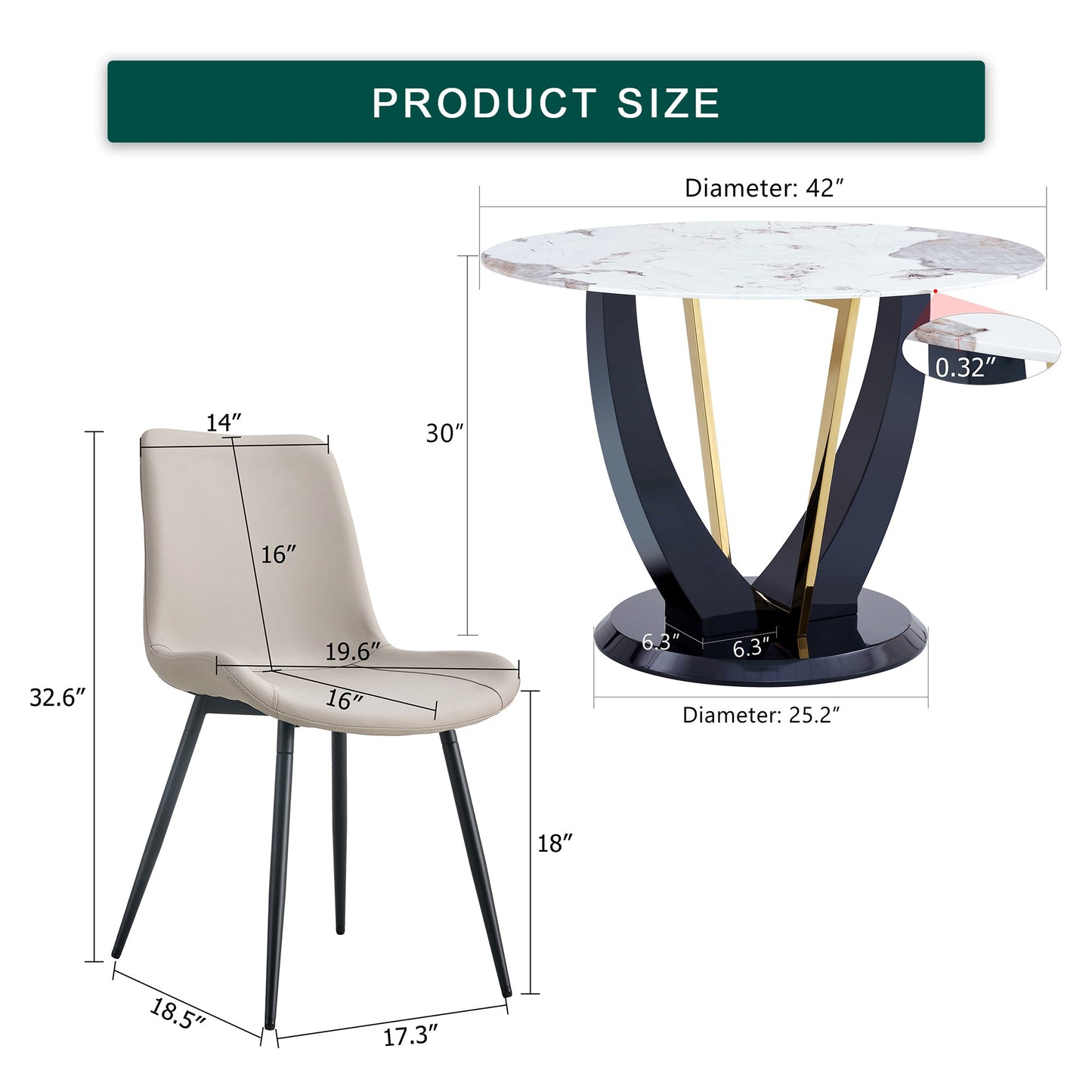 Table And Chair Set 42 Inch Round Tempered Glass Dining Table