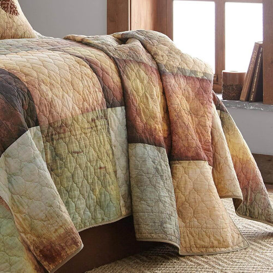 Rustic Cabin Quilted Cotton Throw Blanket