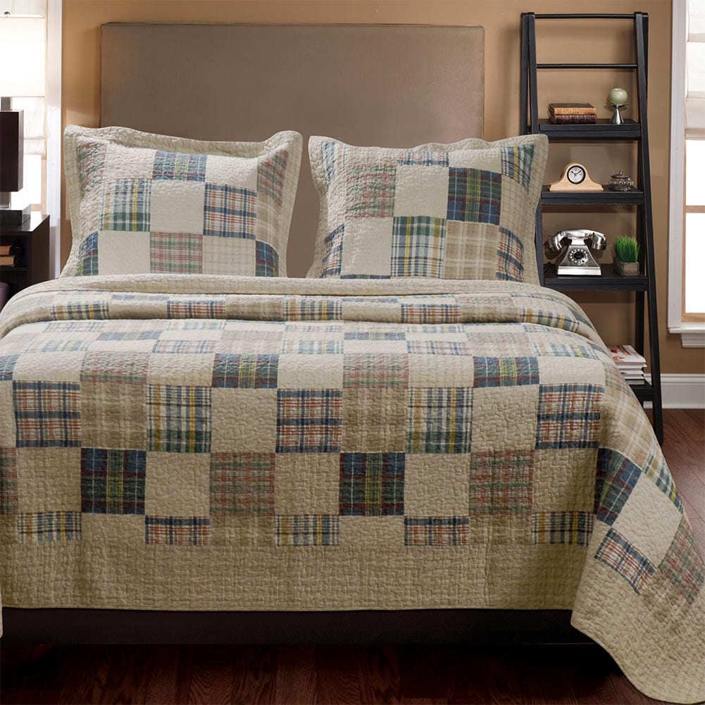 Cozy up your rustic cabin bedroom with Cabin Traditions Quilt Sets, featuring elegant patterns and a solid reversible design.