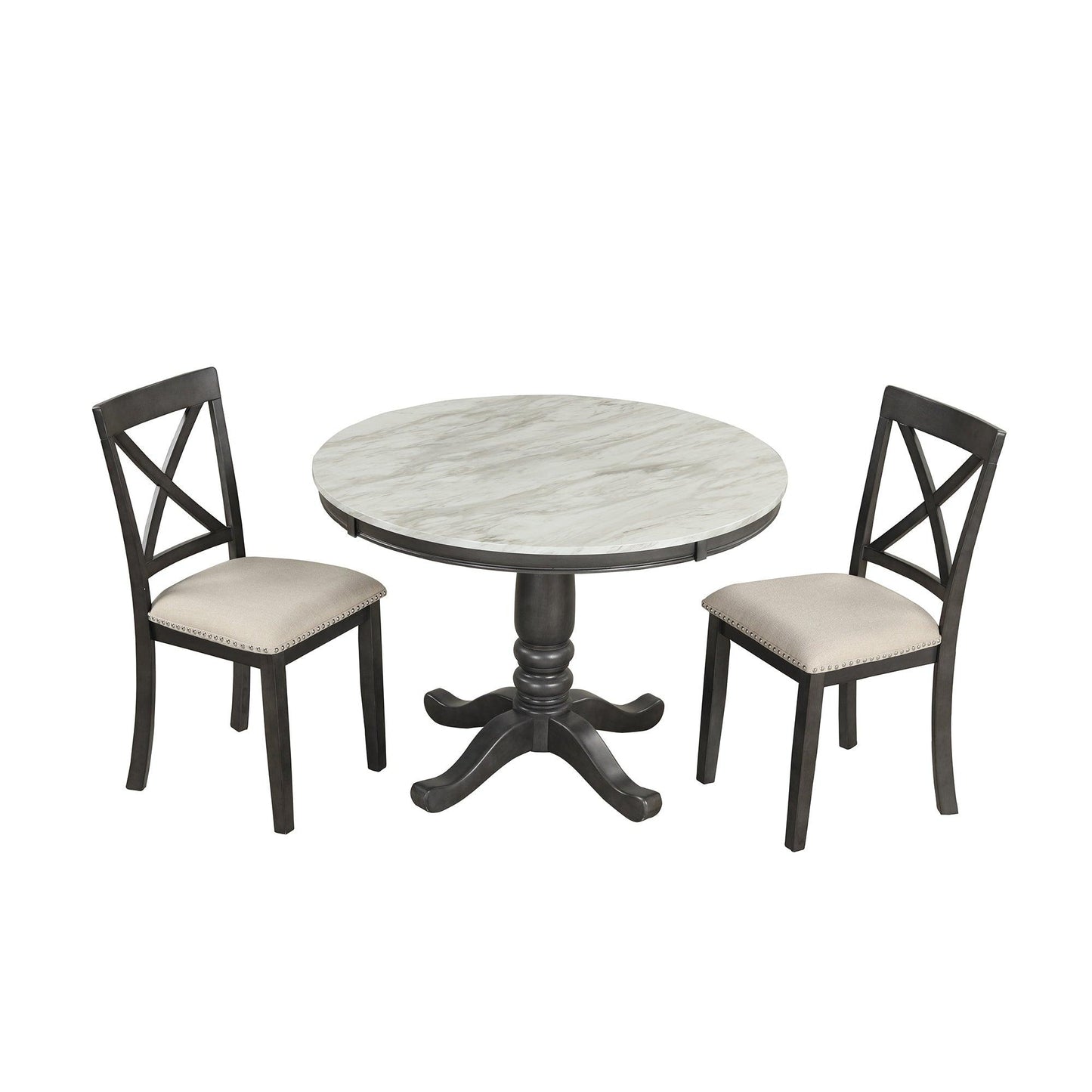 Dining Table and Chairs Set for 4 Persons Solid Wood