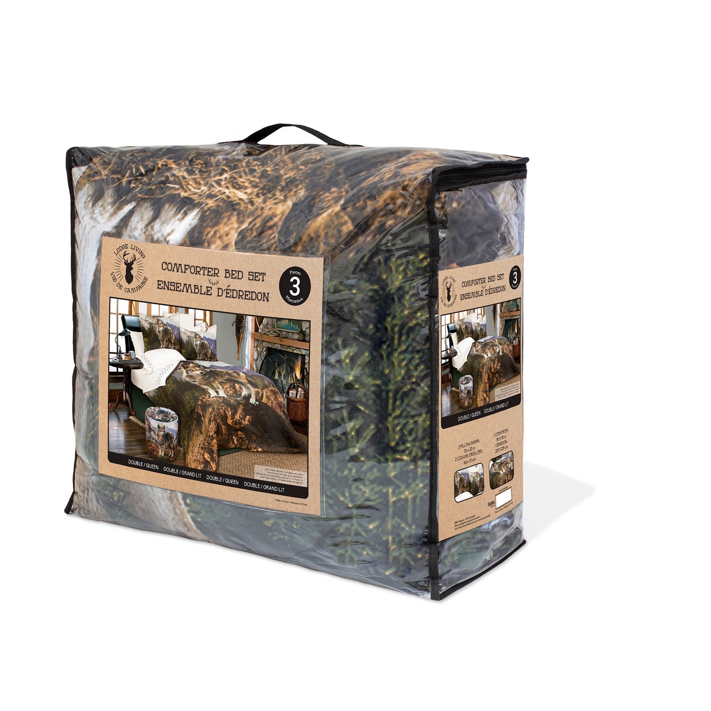 Deer In Snowy Forest Comforter Set 3 Piece Double Queen