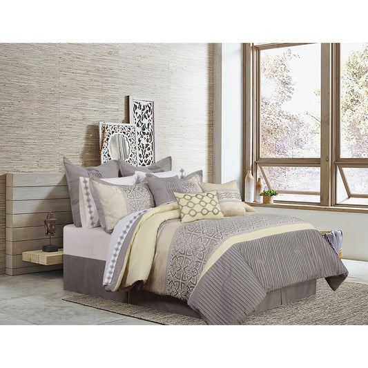 Queen Calibre Comforter Set 7 Piece Bedding By DecoElegance