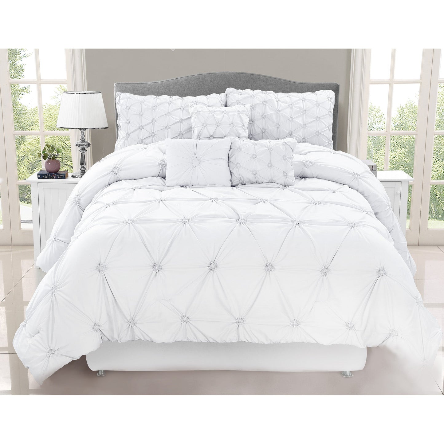 Chateau 7 Piece King Comforter Set White Bedding