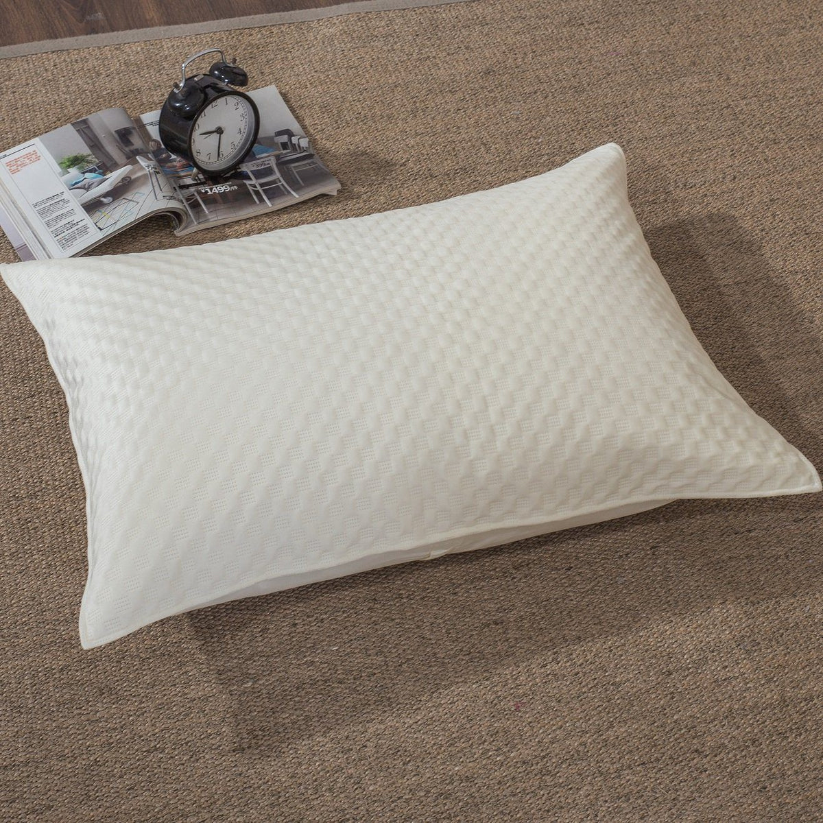 Ivory white velvet comforter set with velour tufted quilting.