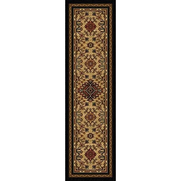 Southwest geometric area rug with desert turquoise accents.