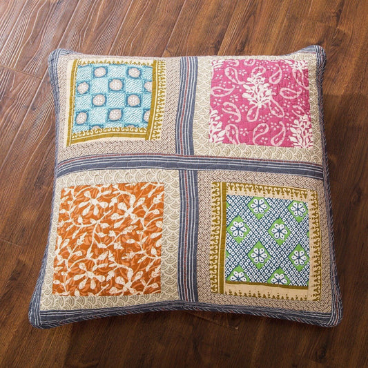 Bohemian Gallery of Roses Square Pillow Sham Euro 26 by 26 Navy Border