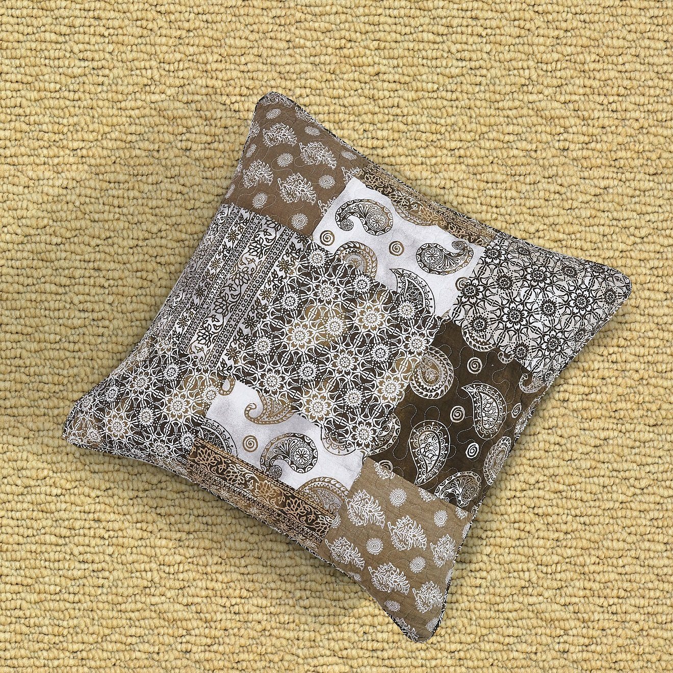 Bohemian Patchwork Moroccan Paisley Euro Sham Cover 26x26 Inches