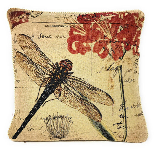 Dragonfly Dreams Throw Pillow Cover Insect Pattern 18 Inch Cushion