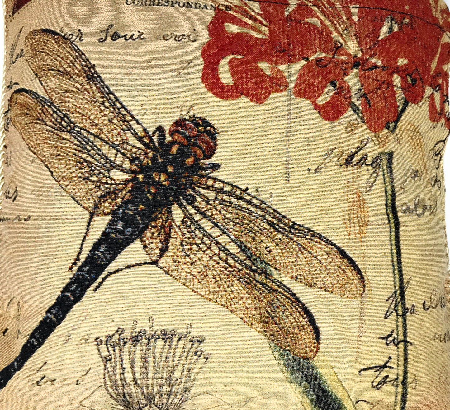 Dragonfly Dreams Throw Pillow Cover Insect Pattern 18 Inch Cushion