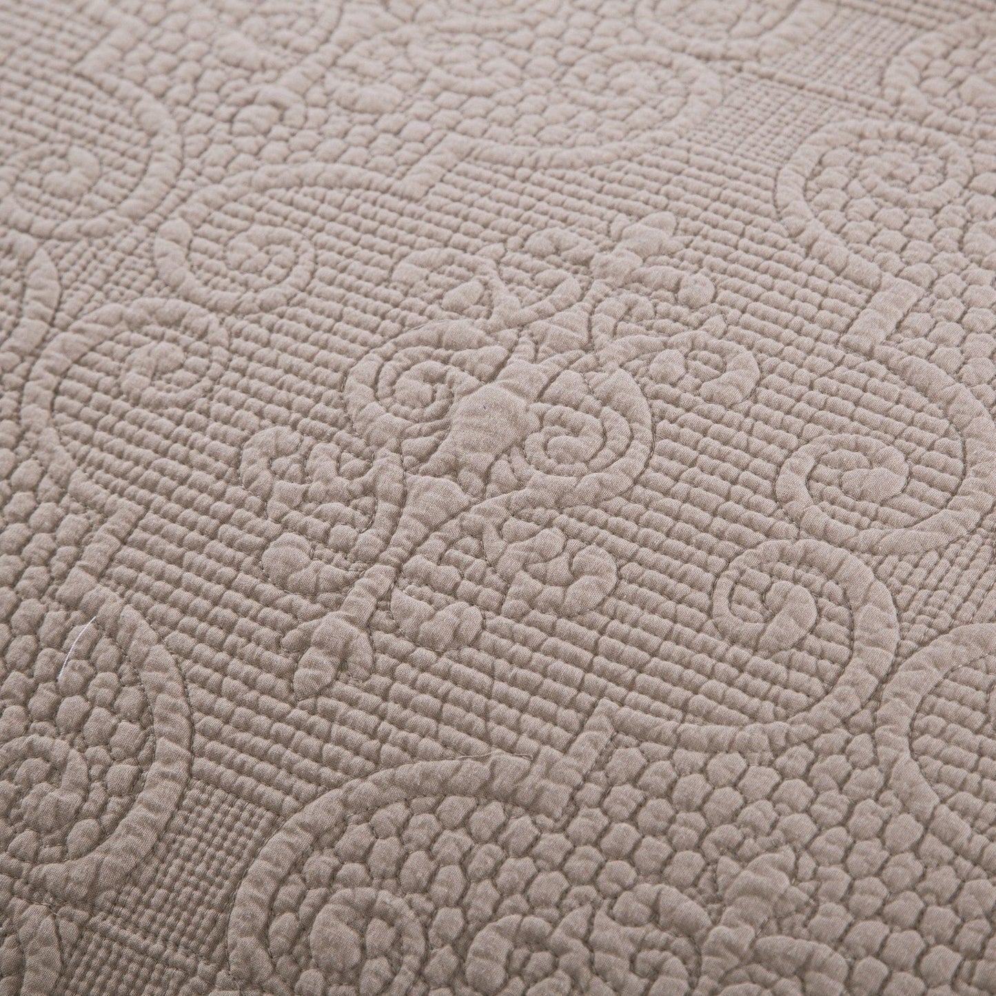 2 Piece Cushion Cover Set 18x18 Sandy Beige Taupe Floral Damask