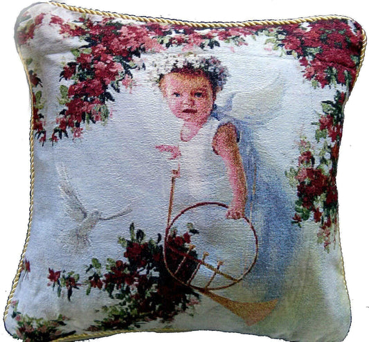 Cupid Horn 18x18 Inch Woven Tapestry Throw Pillow Cover Valentine Gift