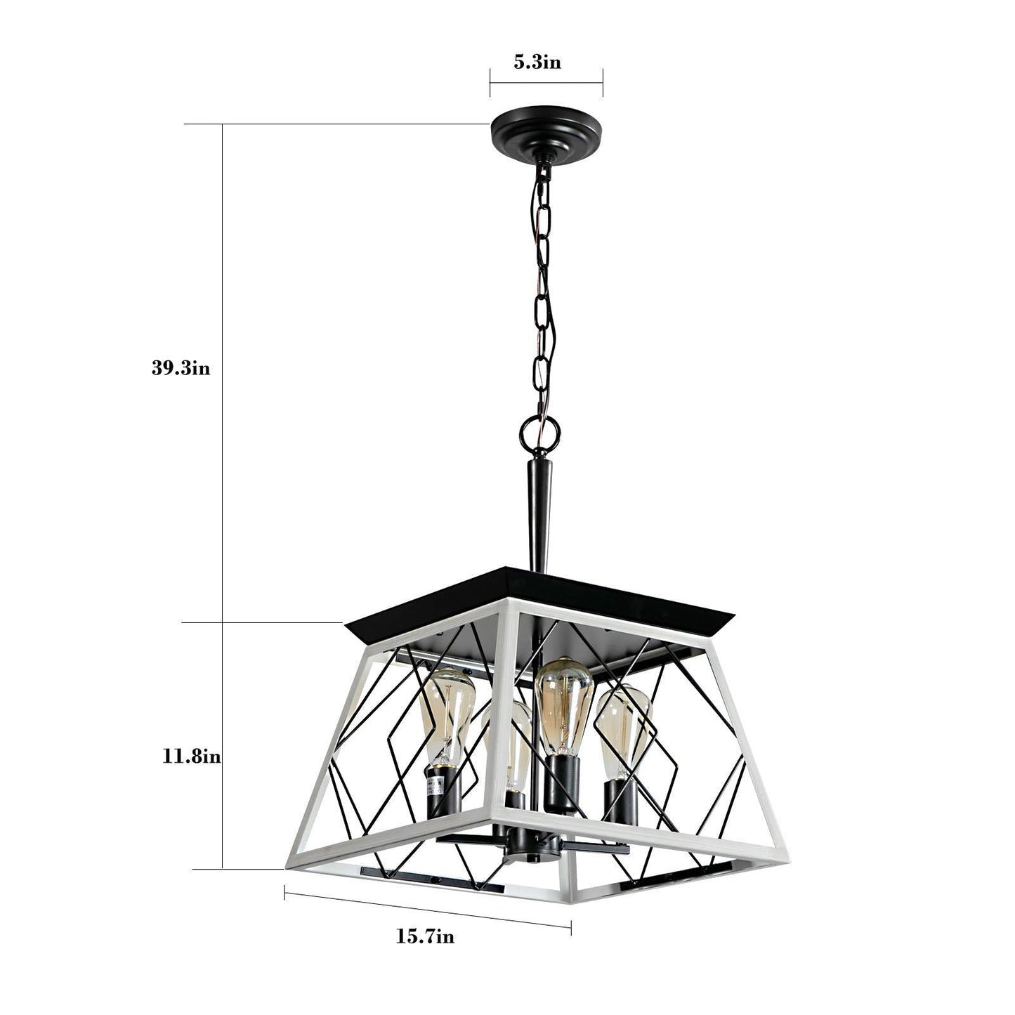 Adjustable 4-Light Rustic White Farmhouse Chandelier for Modern Dining Rooms (No Bulbs Included)