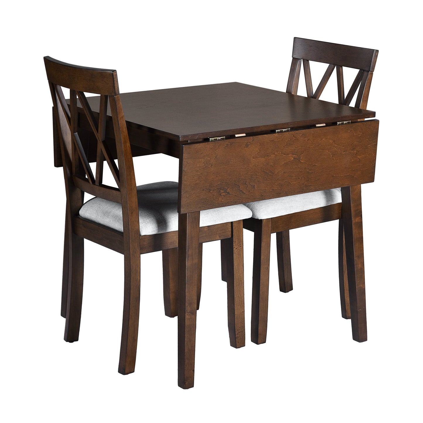 3 Piece Kitchen Dining Set with Drop Leaf Table and 2 Chairs