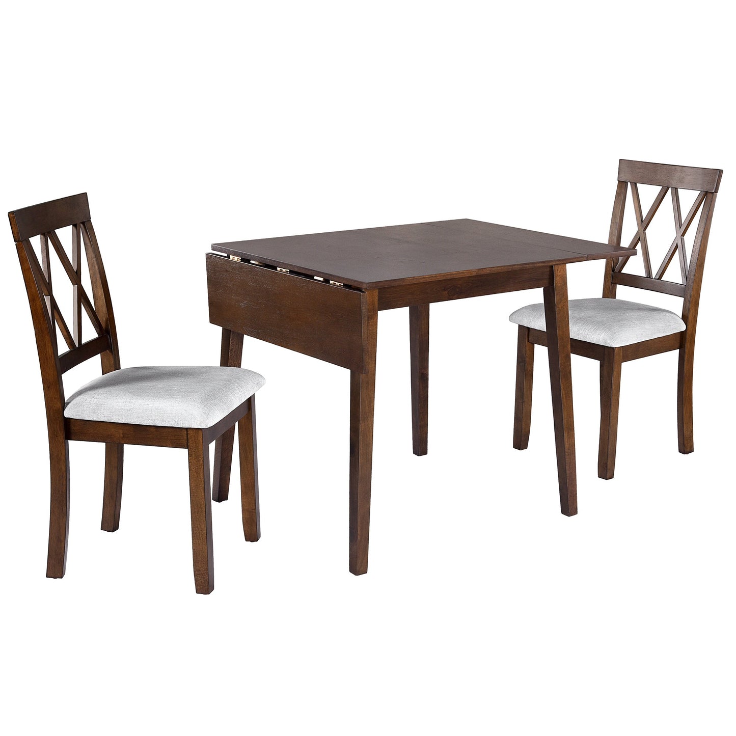 3 Piece Kitchen Dining Set with Drop Leaf Table and 2 Chairs