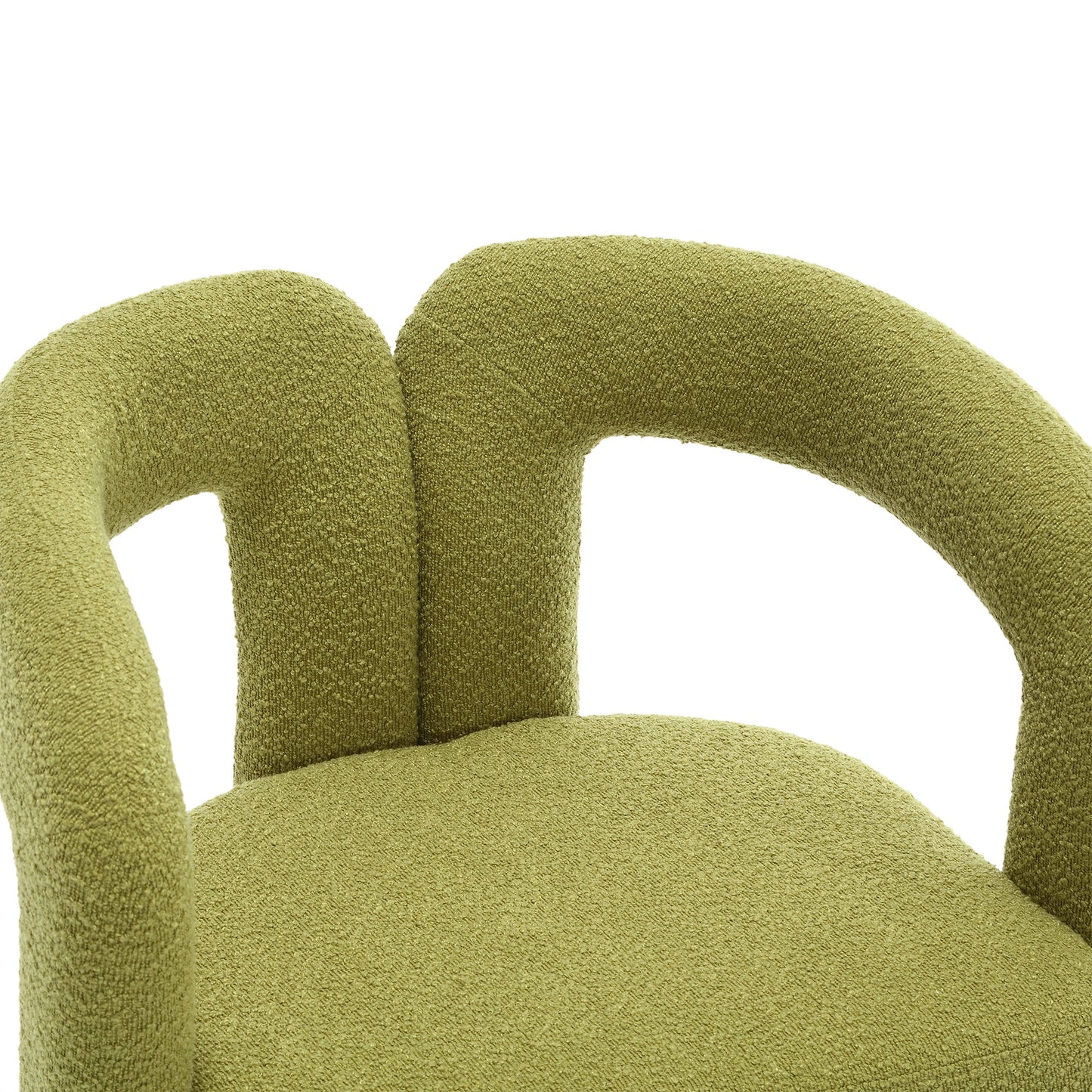 Olive Green Boucle 360-Degree Swivel Cuddle Barrel Chair