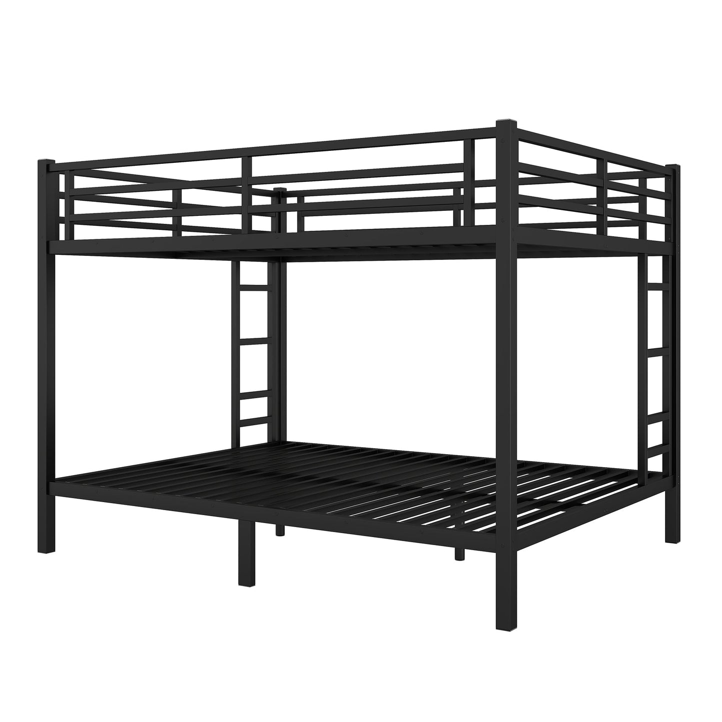 Metal Queen Over Queen Bunk Bed for Teens and Adults Black