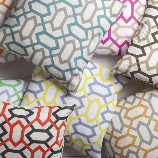 Delmita Woven Polyester Square Pillow Cover in Cream, Aqua, Gray