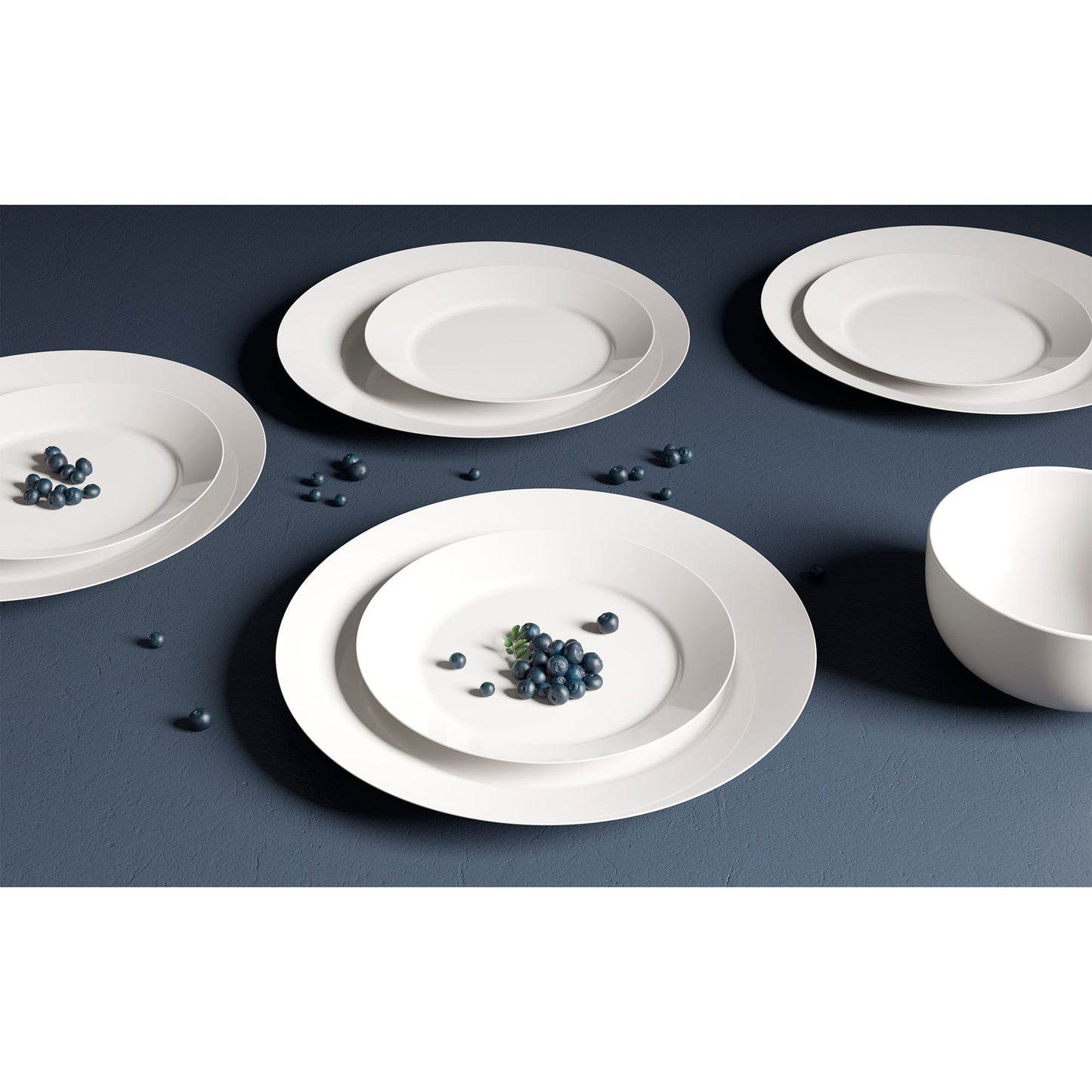 Plain White 12 Piece Dinnerware Set Round Rim Service For Four