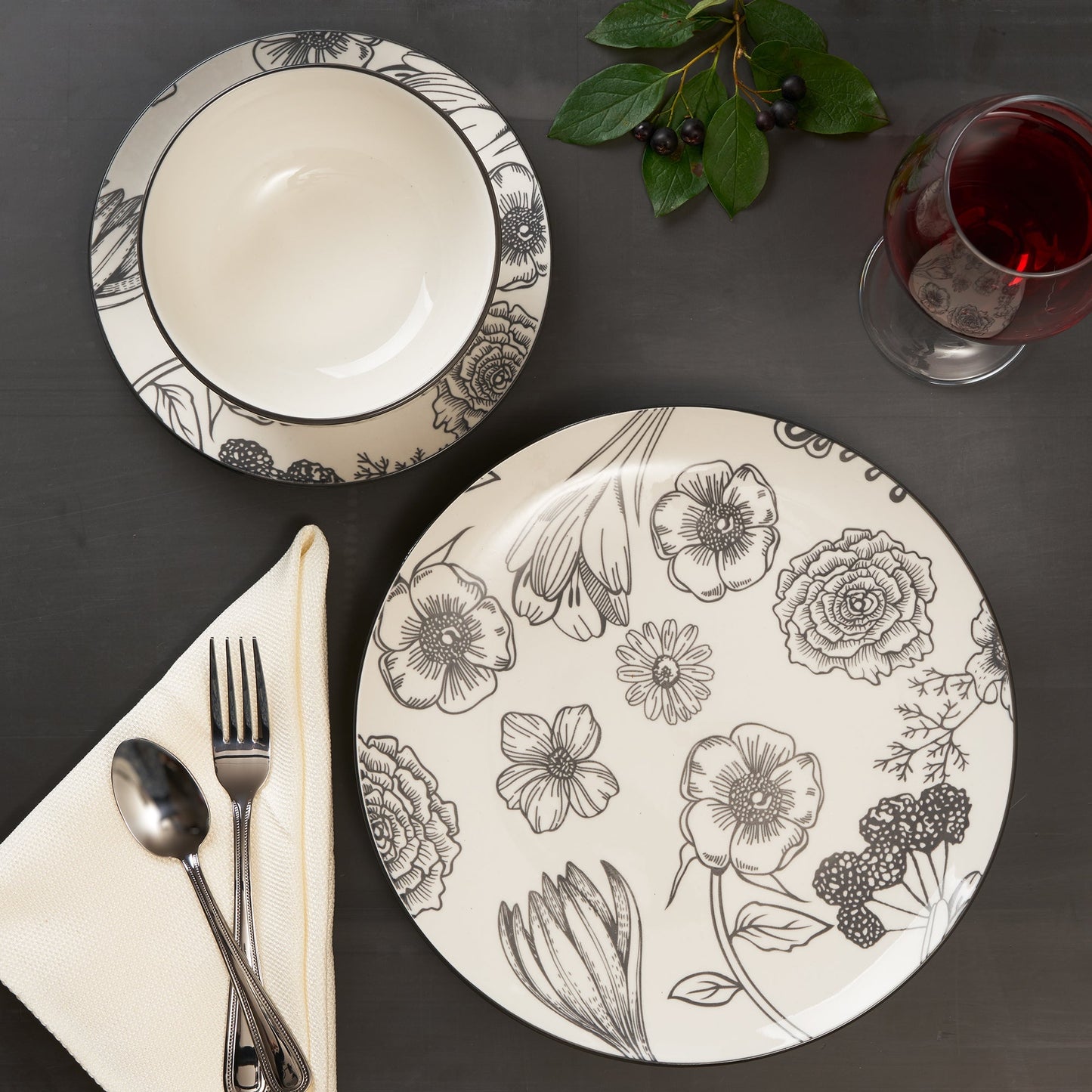 Porcelain Coupe Banquet Dinnerware Set 12 Piece Service for 4