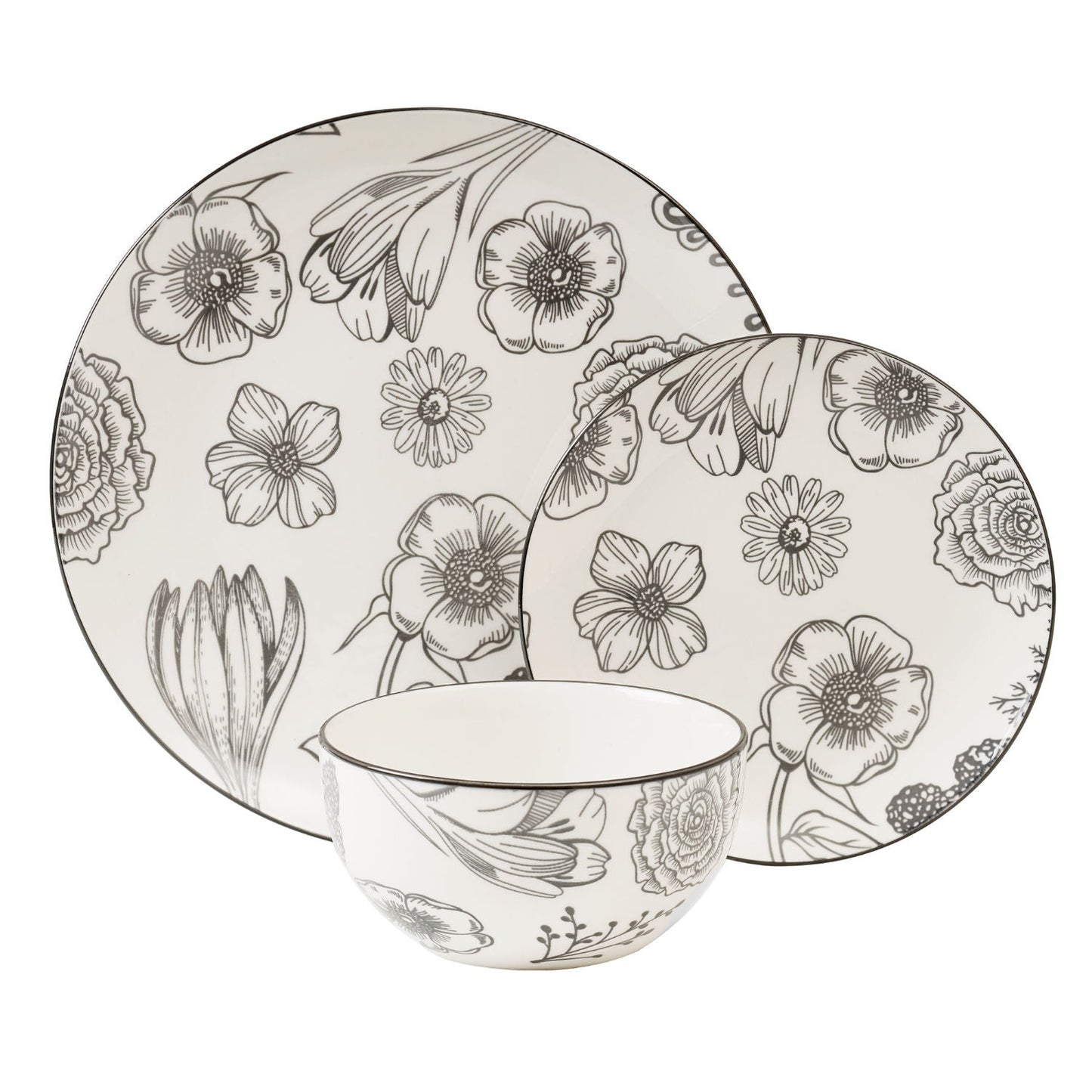 Porcelain Coupe Banquet Dinnerware Set 12 Piece Service for 4