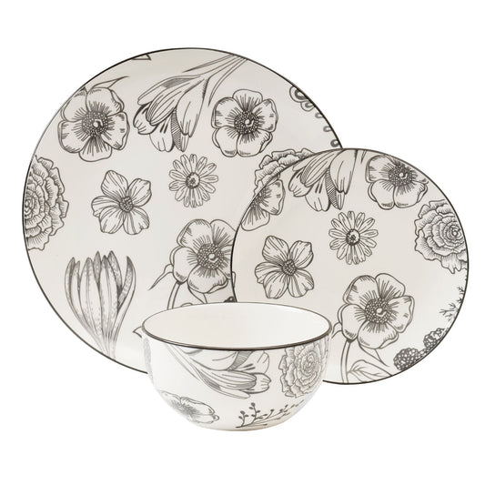 Porcelain Coupe Banquet Dinnerware Set 12 Piece Service for 4