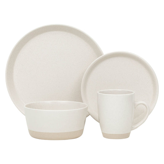 Two Tone Cream 16 Piece Dinnerware Set Service for Four