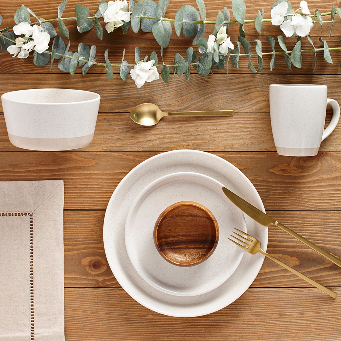 Two Tone Cream 16 Piece Dinnerware Set Service for Four