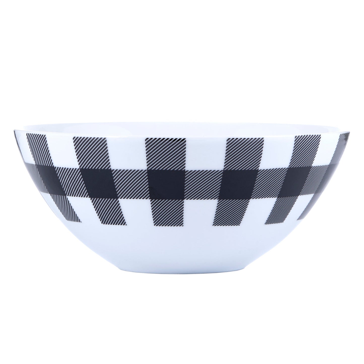 Dinnerware Set 16 Piece Buffalo Plaid White Black Service for 4
