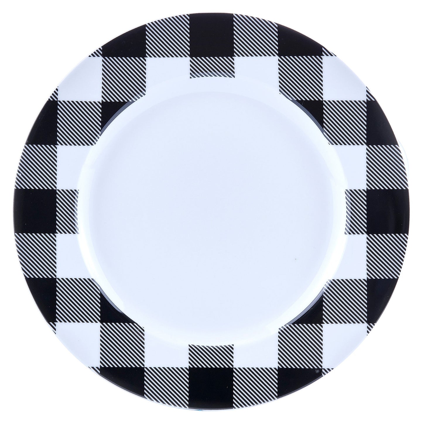 Dinnerware Set 16 Piece Buffalo Plaid White Black Service for 4