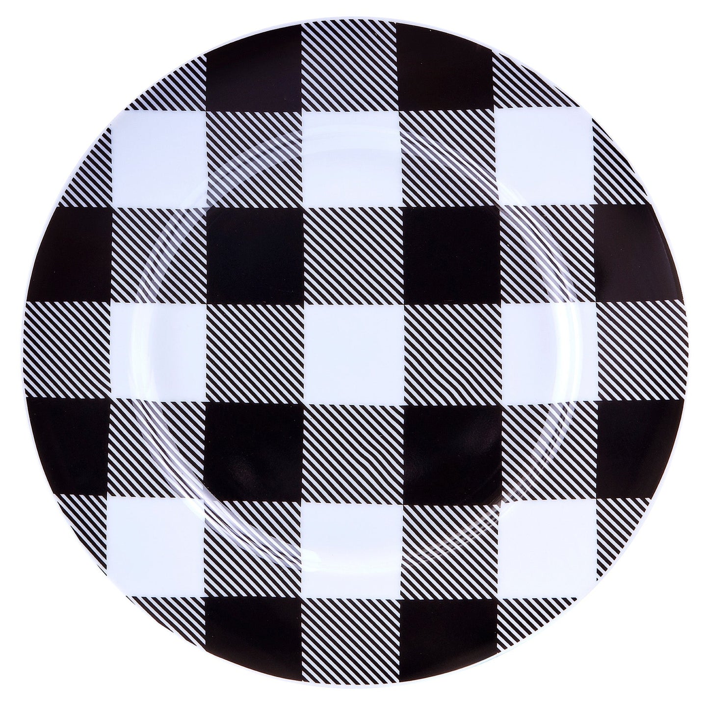 Dinnerware Set 16 Piece Buffalo Plaid White Black Service for 4