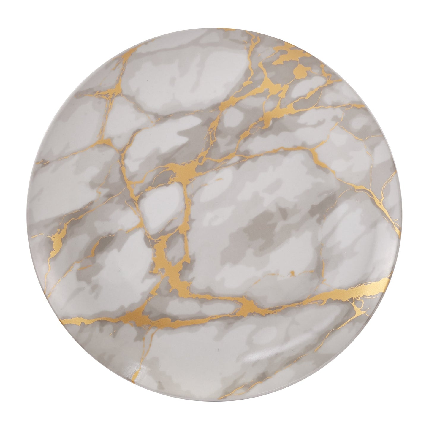 Dinnerware Set 16 Piece Coupe Porcelain Gold Marble Look Service for 4