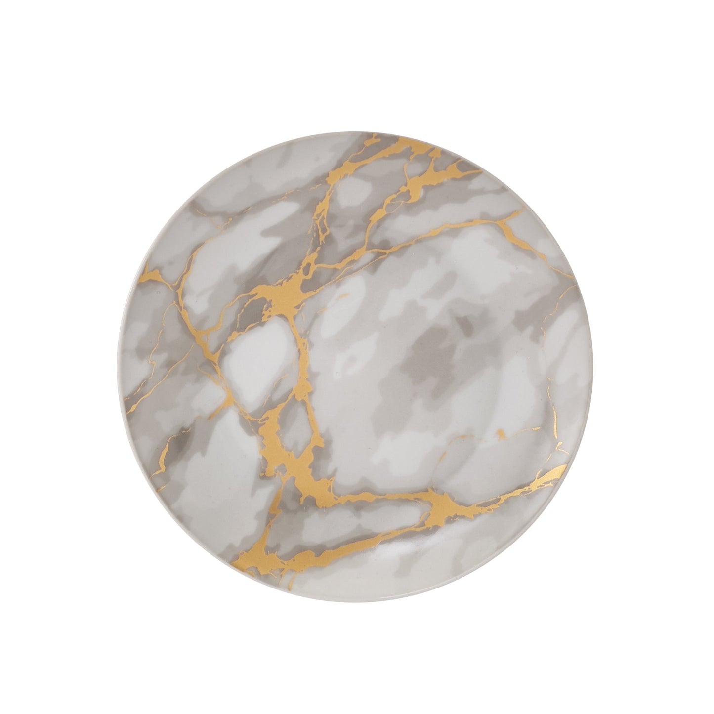 Dinnerware Set 16 Piece Coupe Porcelain Gold Marble Look Service for 4