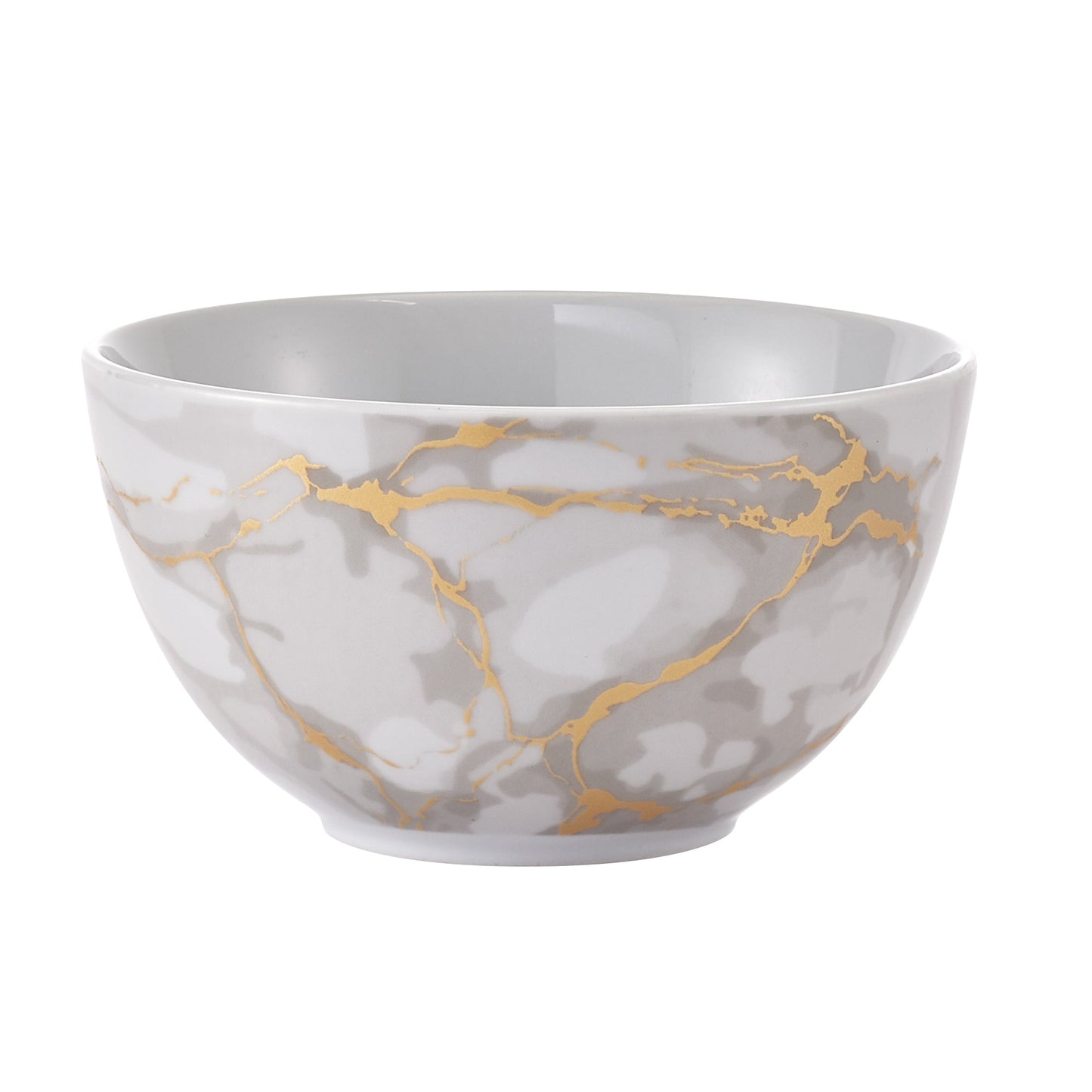 Dinnerware Set 16 Piece Coupe Porcelain Gold Marble Look Service for 4