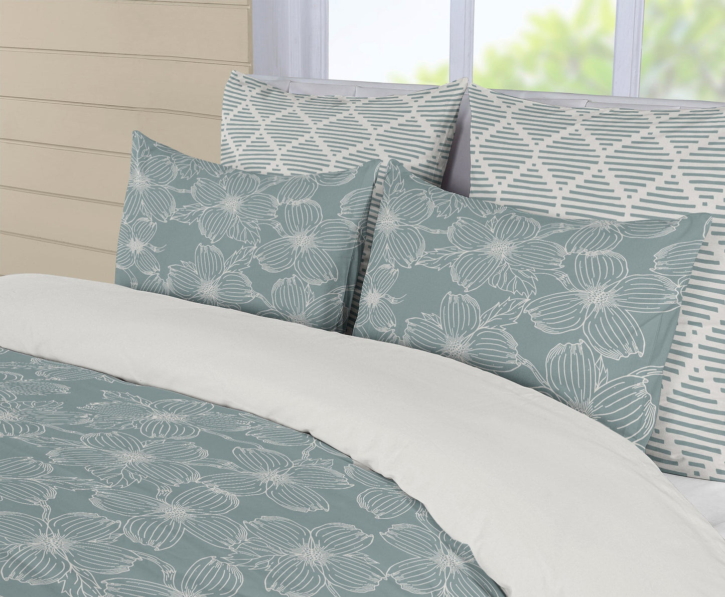 5 Piece Cotton Duvet Cover Set Queen Dogwood Refined