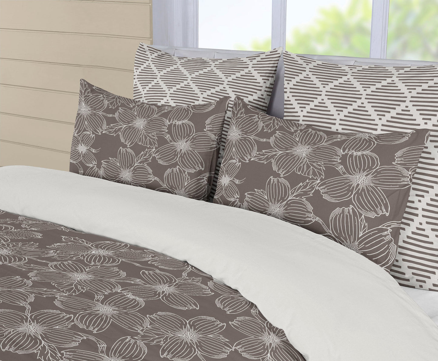5 Piece Cotton Duvet Cover Set Queen Dogwood Refined