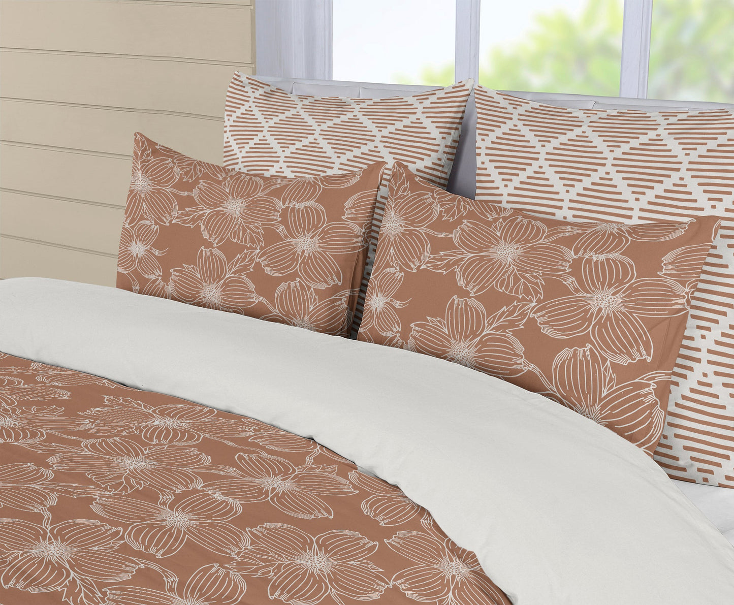5 Piece Cotton Duvet Cover Set Queen Dogwood Refined
