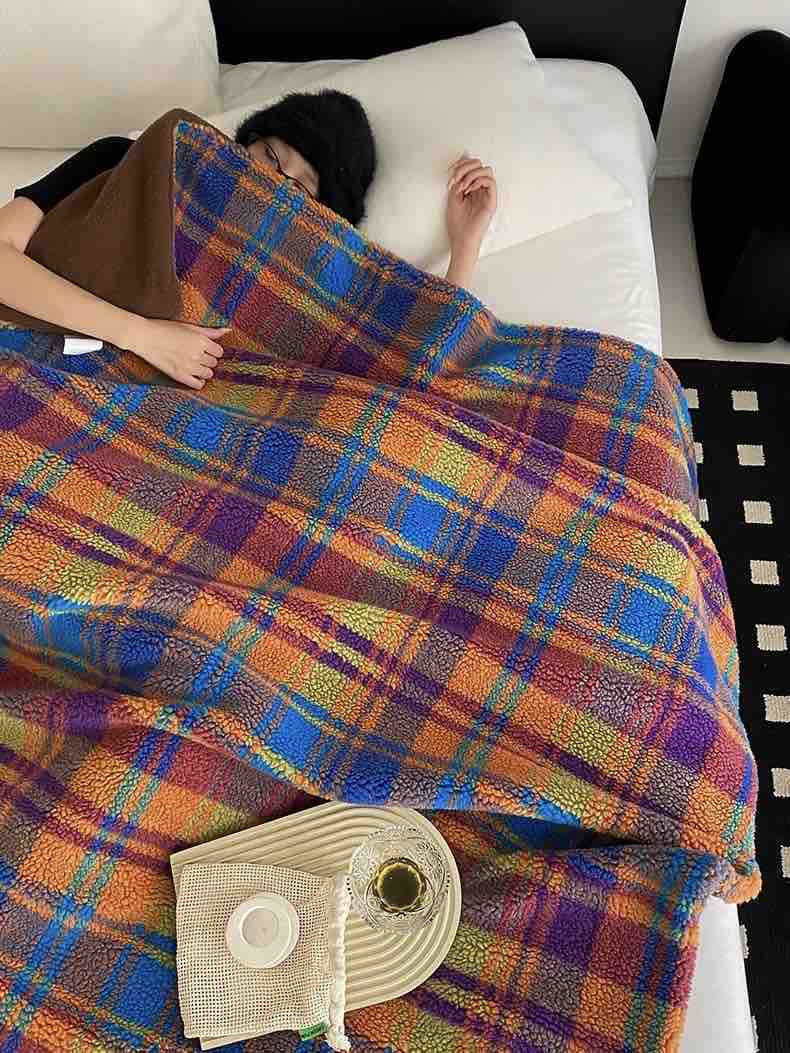 Vibrant Dopamine Checkerboard Oversized Throw Blanket - Cozy & Soft