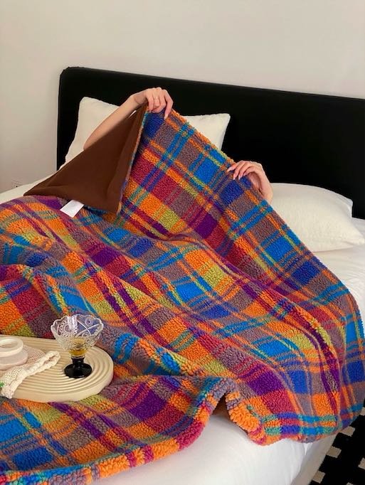 Vibrant Dopamine Checkerboard Oversized Throw Blanket - Cozy & Soft