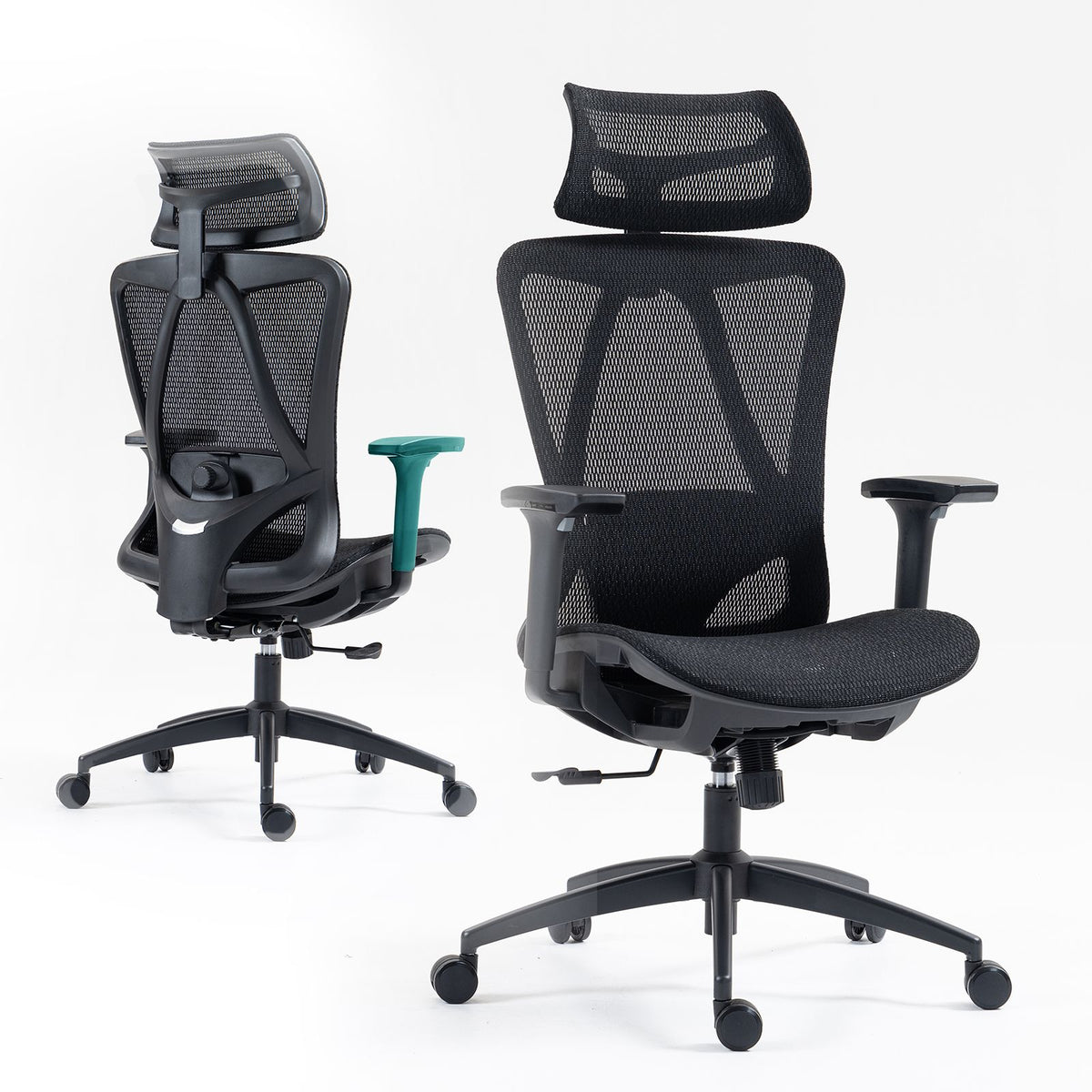 Ergonomic mesh office chair with adjustable headrest and lumbar support