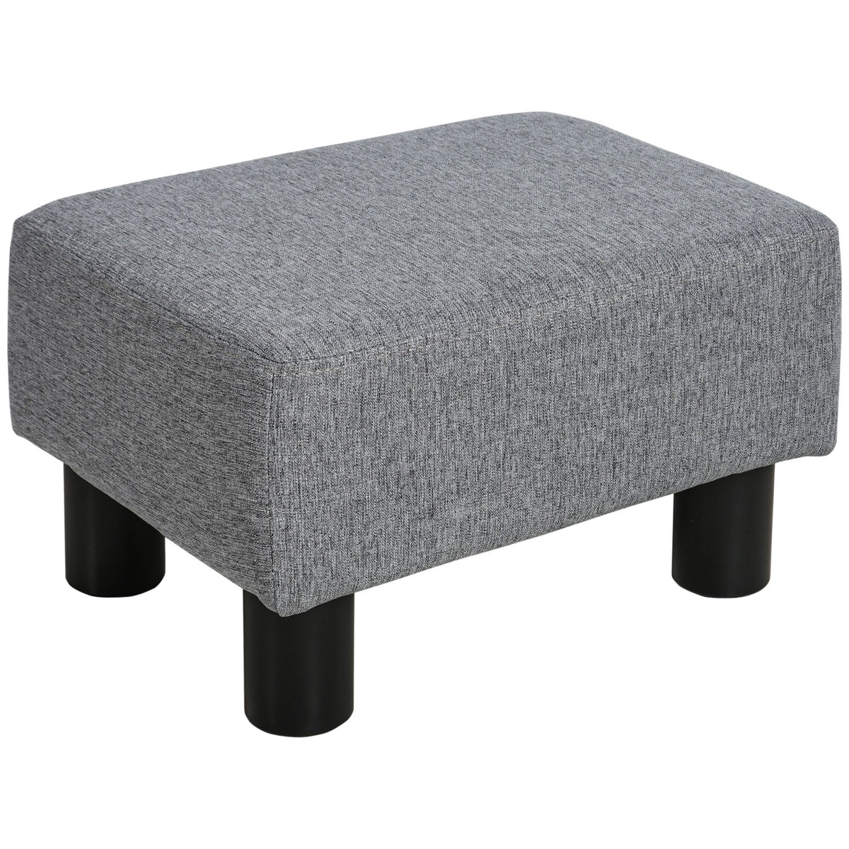 Gray linen ottoman cube footrest pouf, 16 inches, versatile accent
