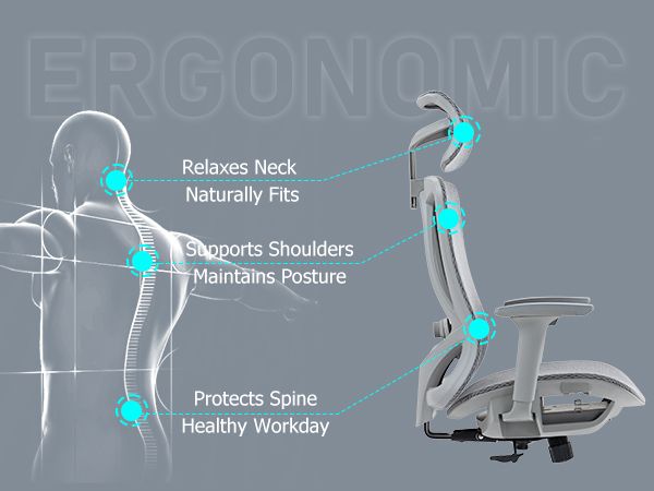 Ergonomic mesh office chair with adjustable headrest and lumbar support