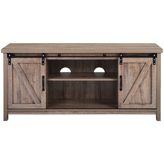 Stylish TV Stand, Melamine board with sliding doors, thick legs for stability, perfect for any modern living space.