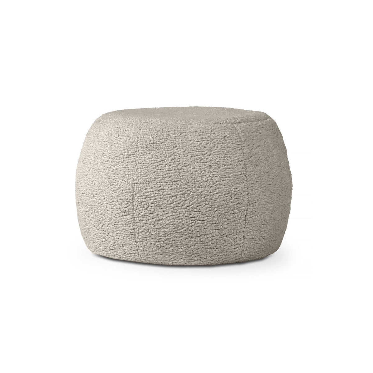 Jaxx Ellis Ottoman in smoke faux shearling, a small plush pouf.