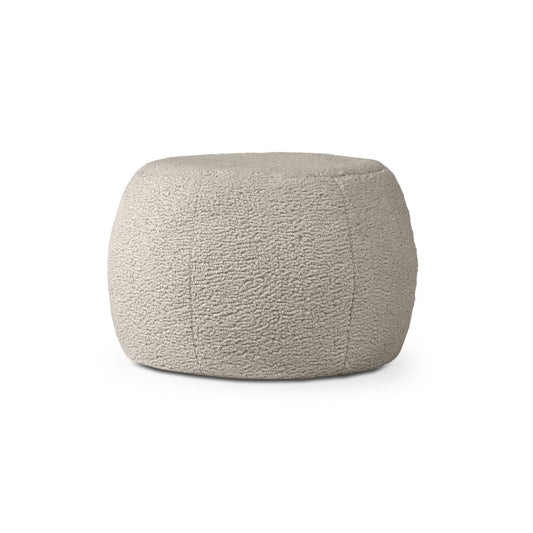 Jaxx Ellis Ottoman in smoke faux shearling, a small plush pouf.
