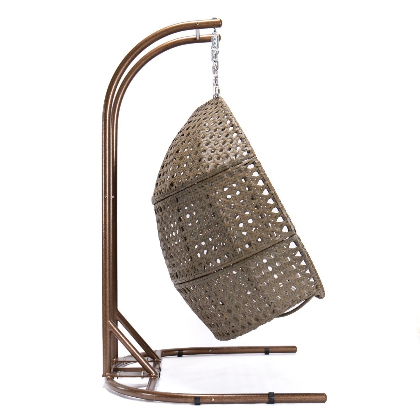 Stylish Brown Wicker Double-Seat Swing Chair with Stand