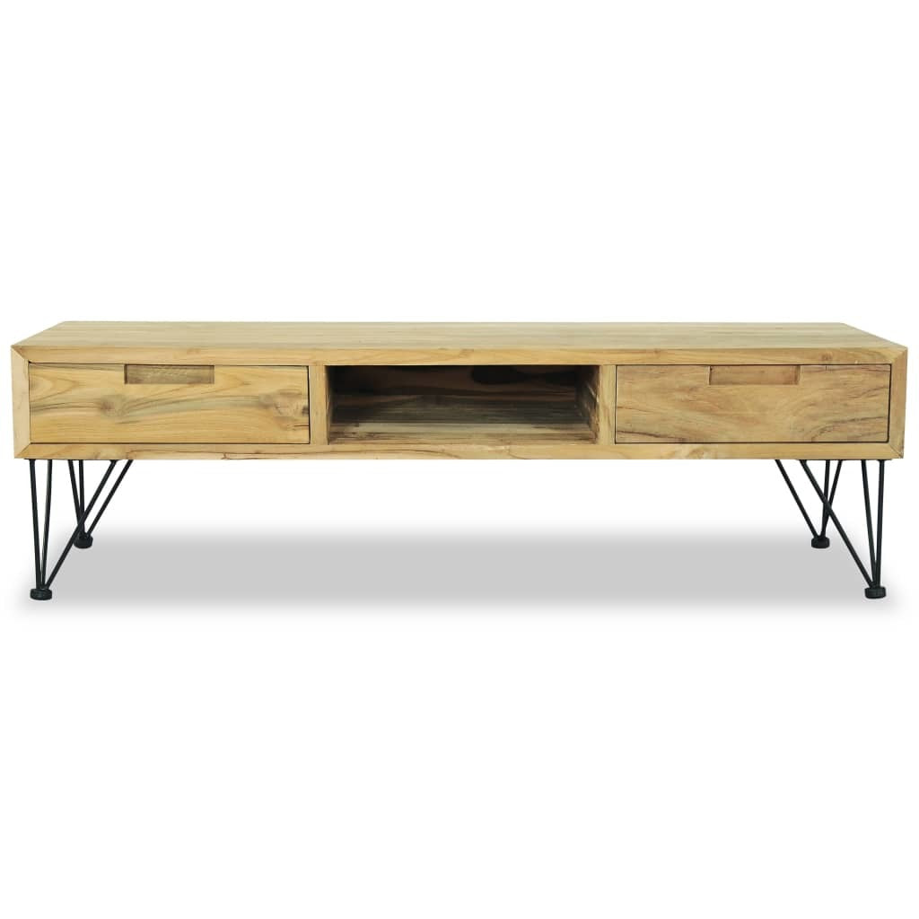 Rustic Solid Teak Wood Entertainment Center