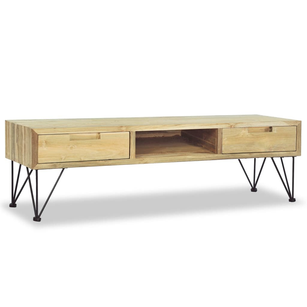 Rustic Solid Teak Wood Entertainment Center