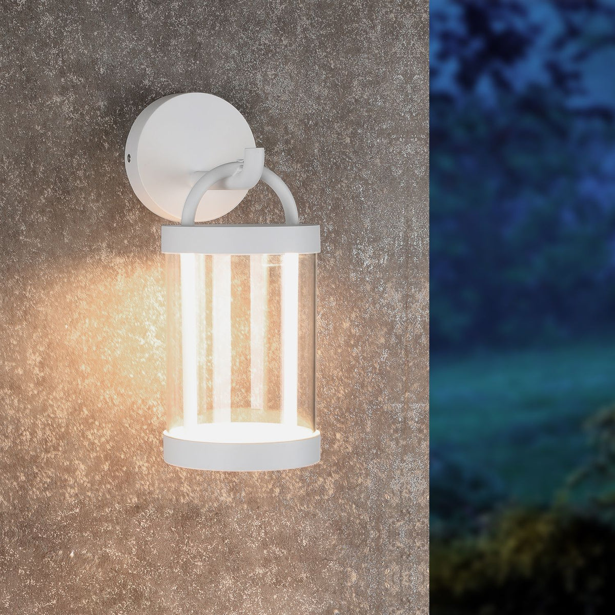 Inowel IP65 waterproof black LED outdoor wall sconce lantern with frosted glass