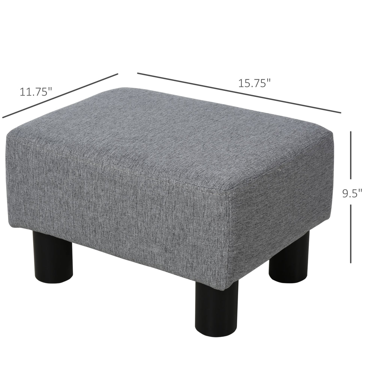 Gray linen 16-inch ottoman cube footrest pouf